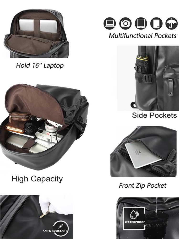 Men Leather Laptop Backpack Large Anti-theft Travel Backpack High Quality Fashion Knapsack Bags for Men W250603