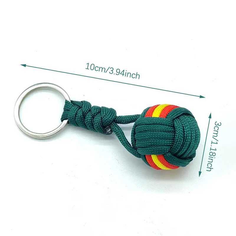 Monkey Fist Key Chains Military Parachute Woven Rope Ball Keychain Lanyard Key Ring Outdoor Survival Tool Jewelry M250604