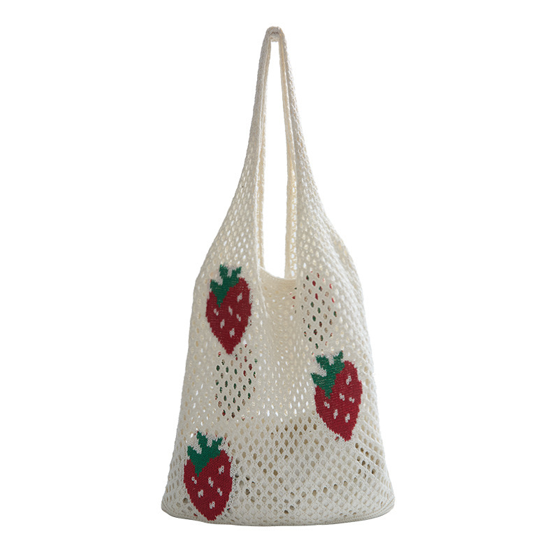 designer casual bag 2025 New Embroidered Women's Shoulder Bag Commuter Large Capacity Bag Knitted Bag Women's Woven Hollow Bag