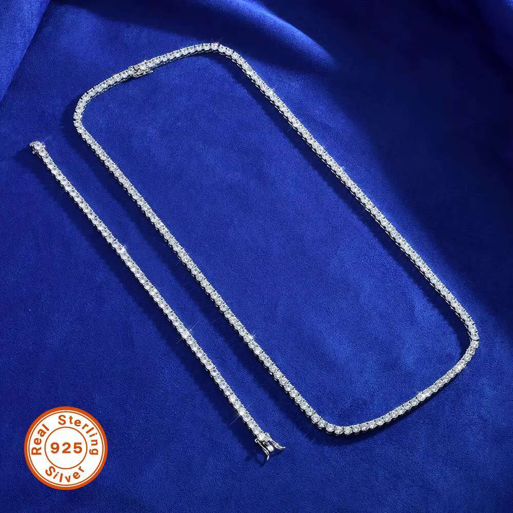 Preferential 4mm 22in 925 Sterling Silver Tennis Chain Diamond Custom Men Jewelry Necklaces Moissanite Cuban Link Chain