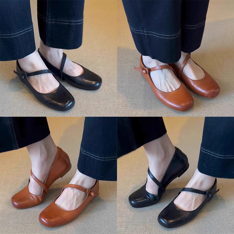 designer loafers womens ballet flats heels dress shoes fashion luxury sandal low-heels mary jane shoes retro brown balck leather comfortable women sho
