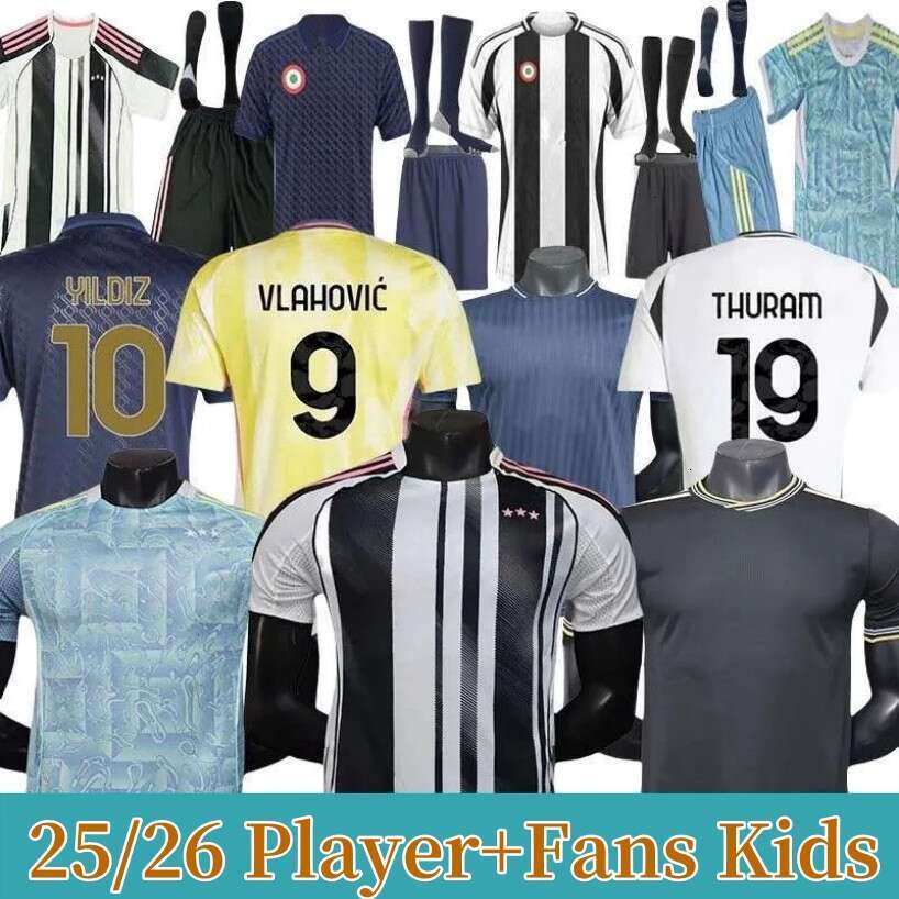 25 26 juve Soccer Jerseys BREMER Douglas Luiz Maglia VLAHOVIC Yildiz McKENNIE25 26 Thuram Kalulu Gatti Cambiaso Danilo fans player Kits Mens Kids
