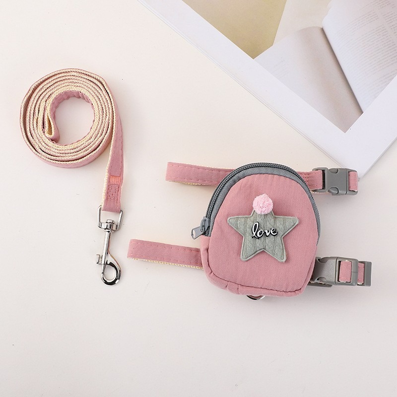 Adjustable Corduroy Pet Harness Leash Set with Cute Bee Design for Small Medium Cats & Dogs