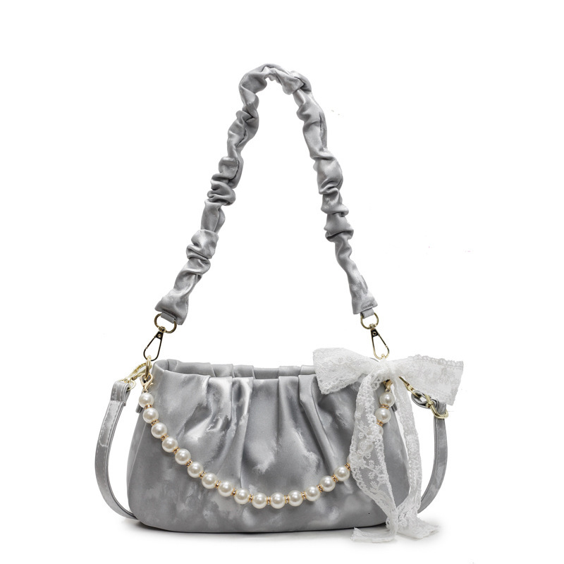designer 2025 New Niche Pearl Handheld Pleated Cloud Bag for Women High-end Single Shoulder Underarm Bag Casual Crossbody Bag
