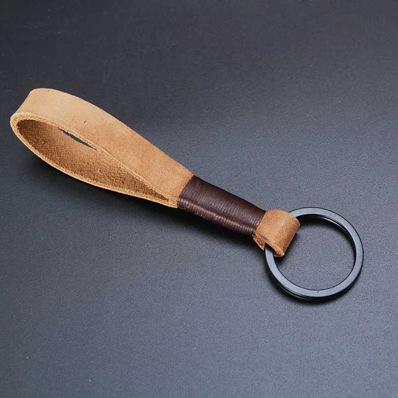 Retro Handmade Real Leather Cowhide Rope Keychain Metal Key Chains Men or Women Key Holder Key Cover Auto Keyring Gifts M250604