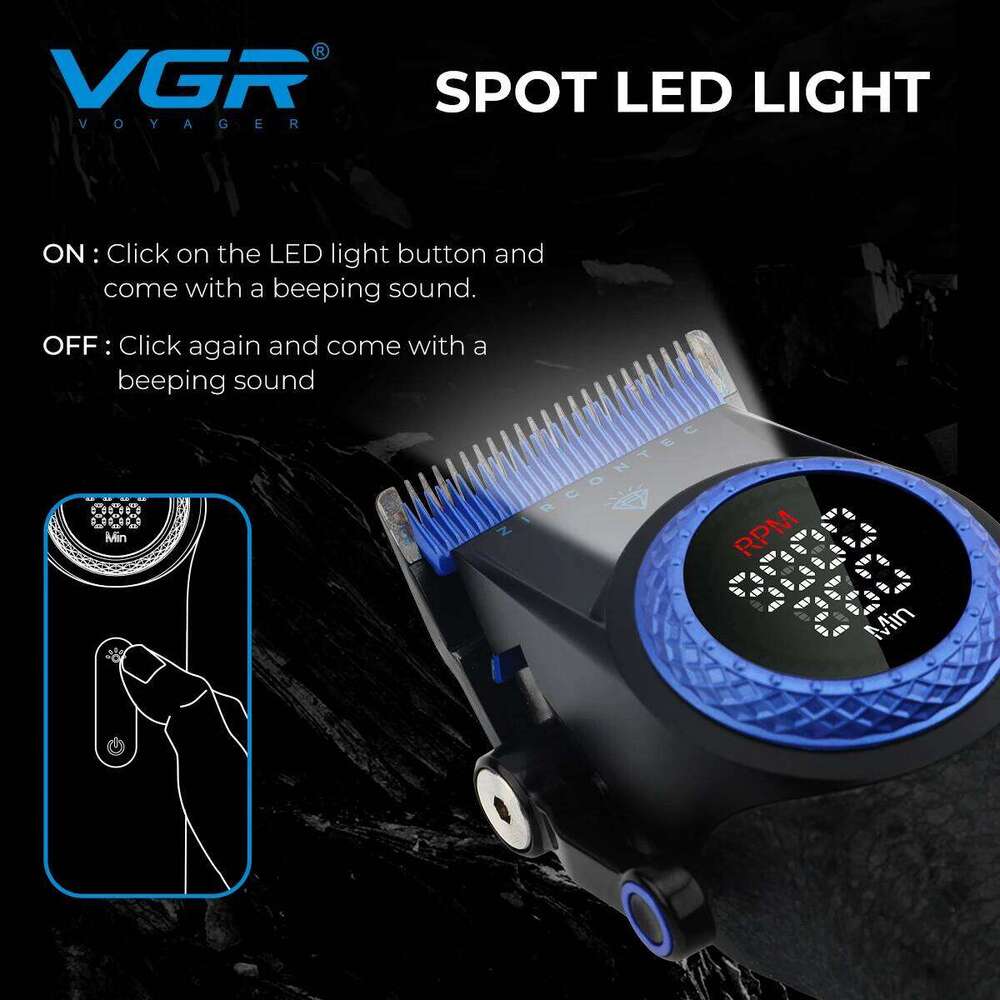 VGR 9000 RPM Brushless Motor Cut Hine Electric Barber Cordless Metal Hair Clipper Men V-001