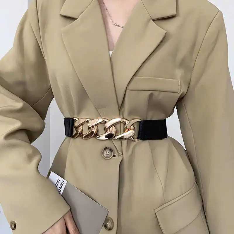 Waist Belt for Women Wide Version Black Elastic Stretchable Decorative Suit Shirt Waist Belt Black Fashion Ins Style Leather W250604