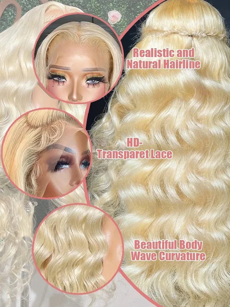 613 Honey Blonde Body Wave Glueless Wig Human Hair 13x4 Lace Frontal Wig Preplucked Natural For Women Ready To Wear Synthetic
