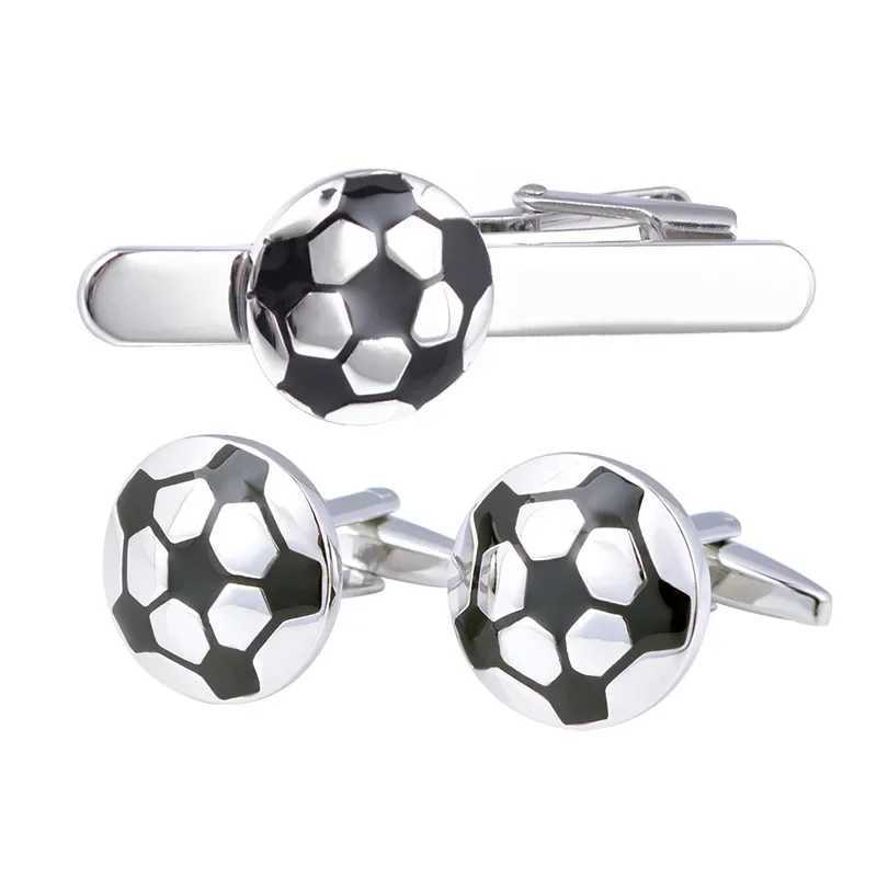 Football Cufflinks Fashion Personality Accessories Dimensional Soccer French Shirt Cuff Buttons Tie Clip Brooches Mens Jewelry W250604