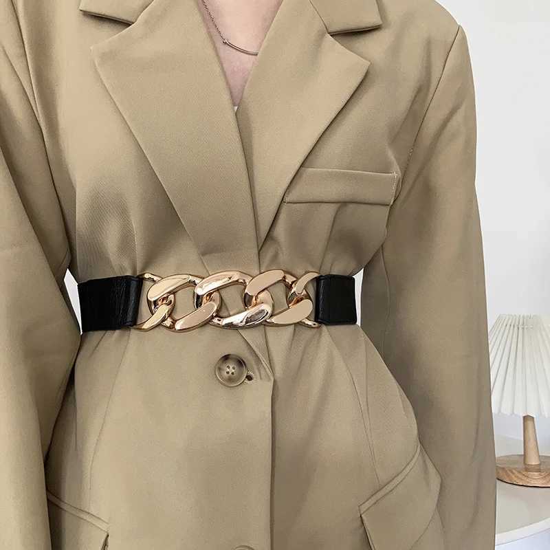 Waist Belt for Women Wide Version Black Elastic Stretchable Decorative Suit Shirt Waist Belt Black Fashion Ins Style Leather W250604