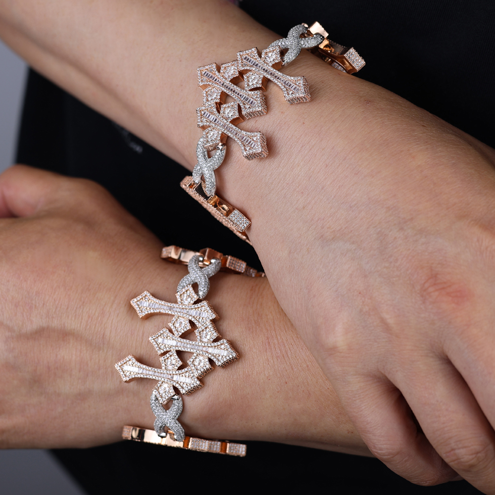 sdzstone 2025 NEW design Vintage Cross Pendant Iced Out Baguette Cubic Zircon Charm Fashion Necklace Hip Hop Jewelry Gifts For Women Men