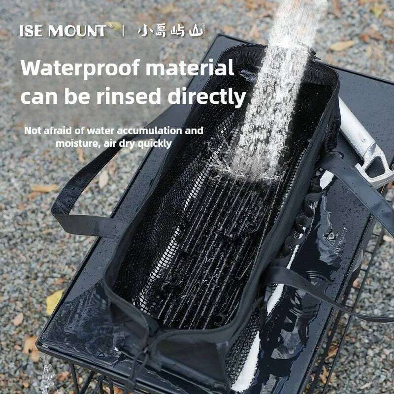 Women's Bags Designer ISE MOUNT Outdoor Stake Thick Rubber Mesh Portable Large Capacity Sundries Storage Bag Floor Peg Storage