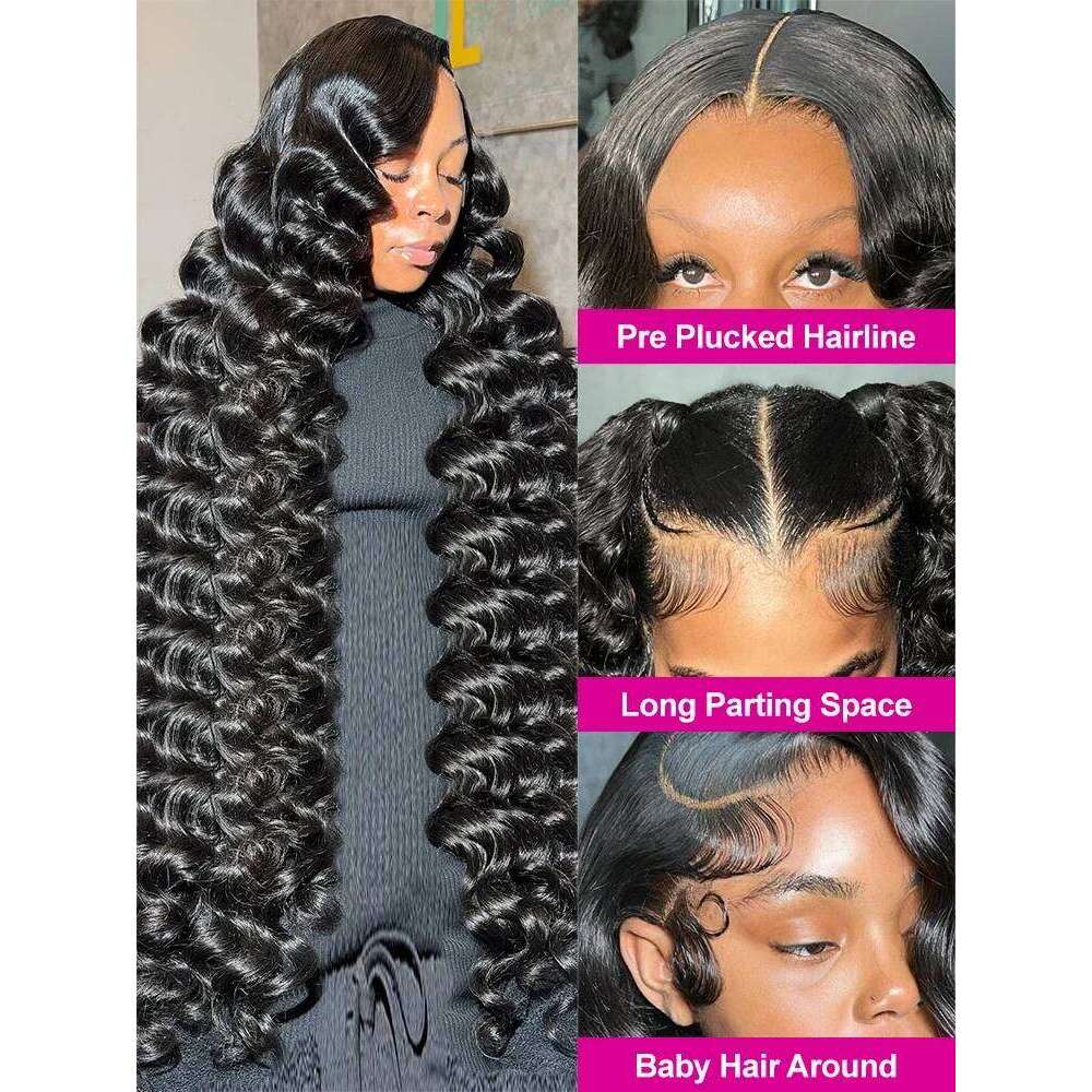 220 Density Loose 13x6 Hd Front Human Hair Wig 38 40 Inch Deep Wave 13x4 Brazilian Curly Lace Frontal wig For Women