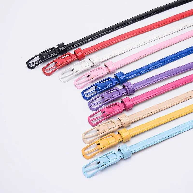 Children Candy Color Belts 1.2cm Super-thin PU Waistbands Simple Solid Color Casual Belts Girl Apparel Accessories W250604