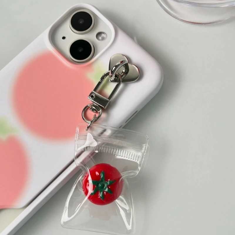 New Simulation Tomato Keychain Fashion Key Chain Bag Charm Student Bags Ornament Car Phone Decoration for Women Girls Kids M250604
