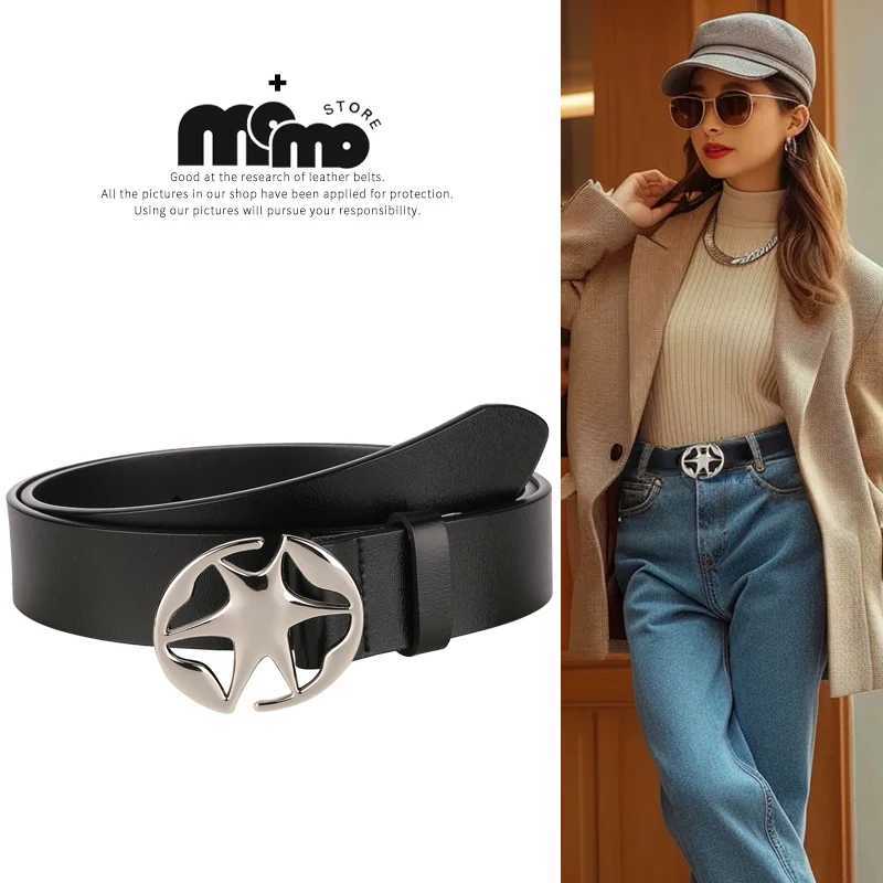 Fashion Y2k Belt for Women Hollow Star Buckle Ladies Waistband Skinny Belts Vintage Adjustable Leather Belt for jeans dress W250604