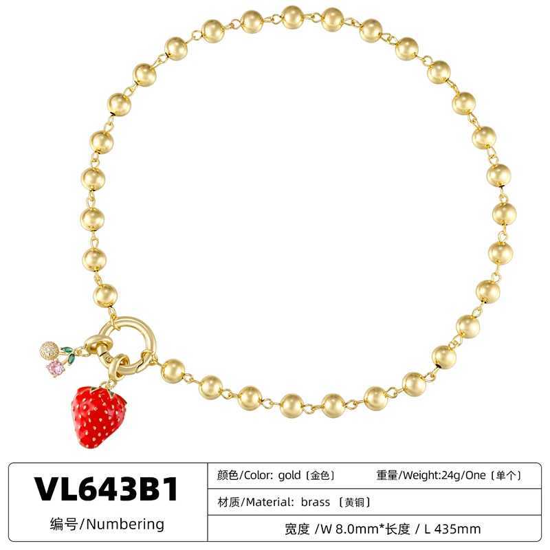 ZHUKOU New Styles Enamel Oil Drop Pearl Red Strawberry Pendant Necklace Sweet And Lovely Ladies Jewelry Chain 1 Piece VL643 XJ250604