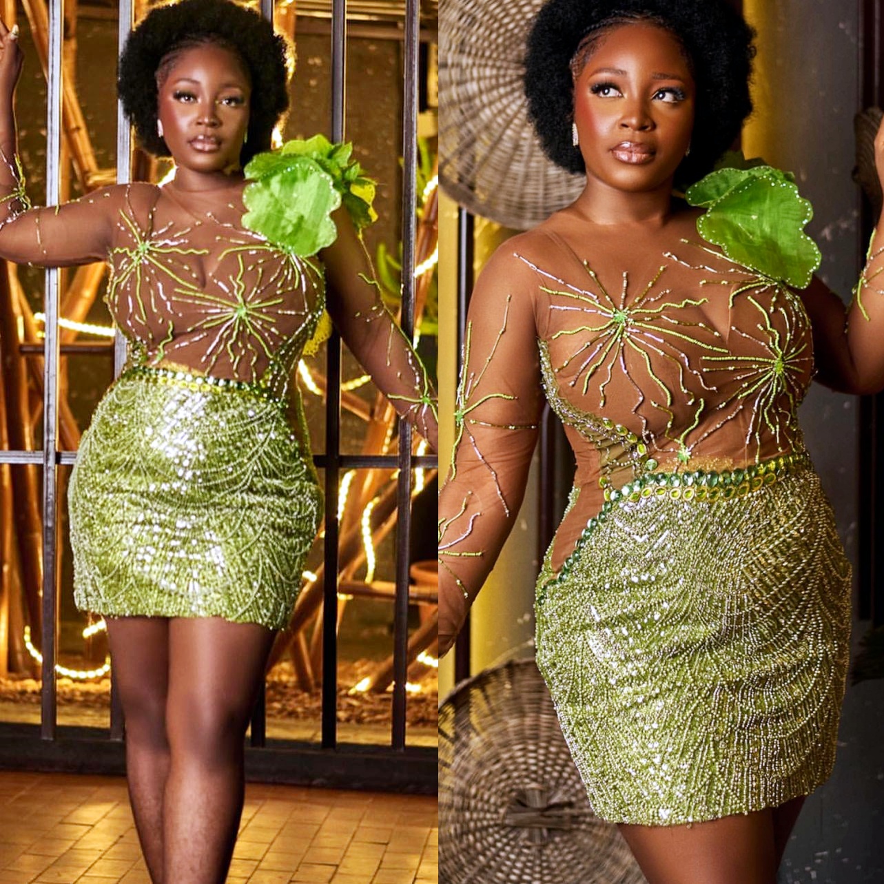 Green Sheath Cocktail Dress Flowers Sequined Beaded Crystals Illusion Short Mini Graduation Homecoming Dresses For Special Occasions Sweetheart Gowns