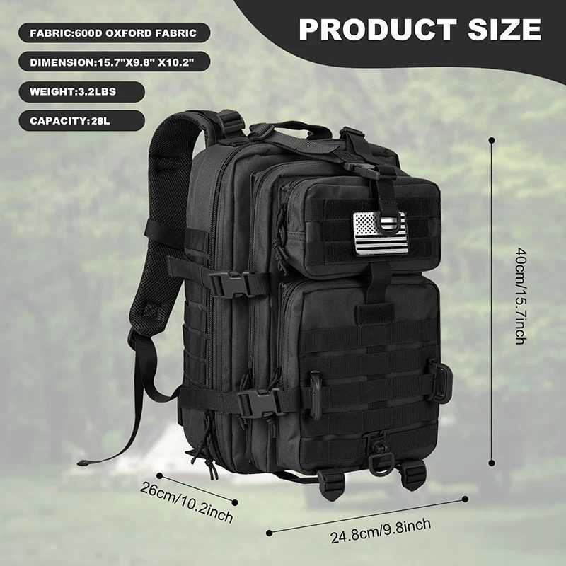 Oulylan Mens Outdoor Sports Waterproof Backpack Hiking Bag Camping MOLLE Expansion Tactical Shoulder Backpack W250603