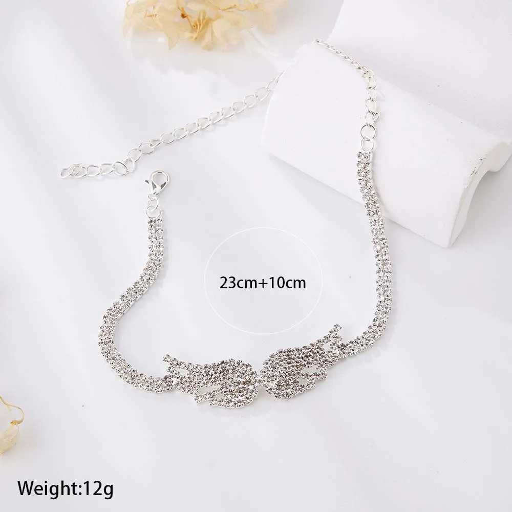 Fashion 2024 Angel Wings Anklet Chain Leg Anklet for Women Girls Summer Ankle Rhinestone Bling Bracelet Beach Accessories Gift W250604