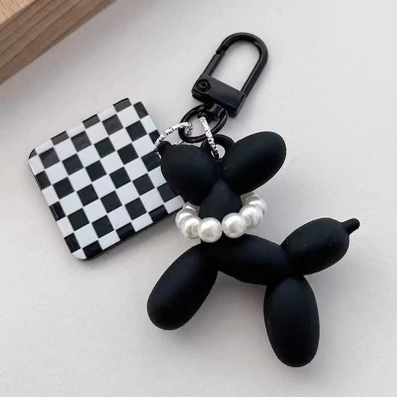 IFYOUOO Cool Acrylic Cartoon Balloon Dog Keychains Black Color Heart Flower Pendant Phone Chain Key Buckle Accessories Bag Toys W250604