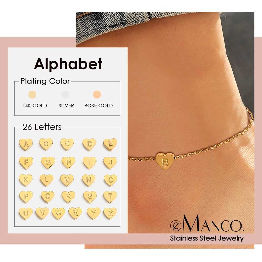 eManco Initials DIY Heart Anklet Stainless Steel Jewelry Name Customized Anklet English Alphabet Birthday Gift for Men and Women W250604