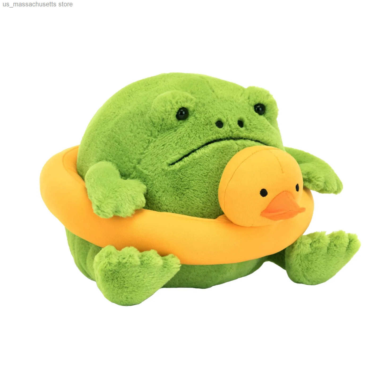Cartoon Green Frog Toy with Duck Perfect Gift for Kids Soft and Cuddly Cartoon Rag for Childrens Funny Gift Birthday Gifts y250604UF9W