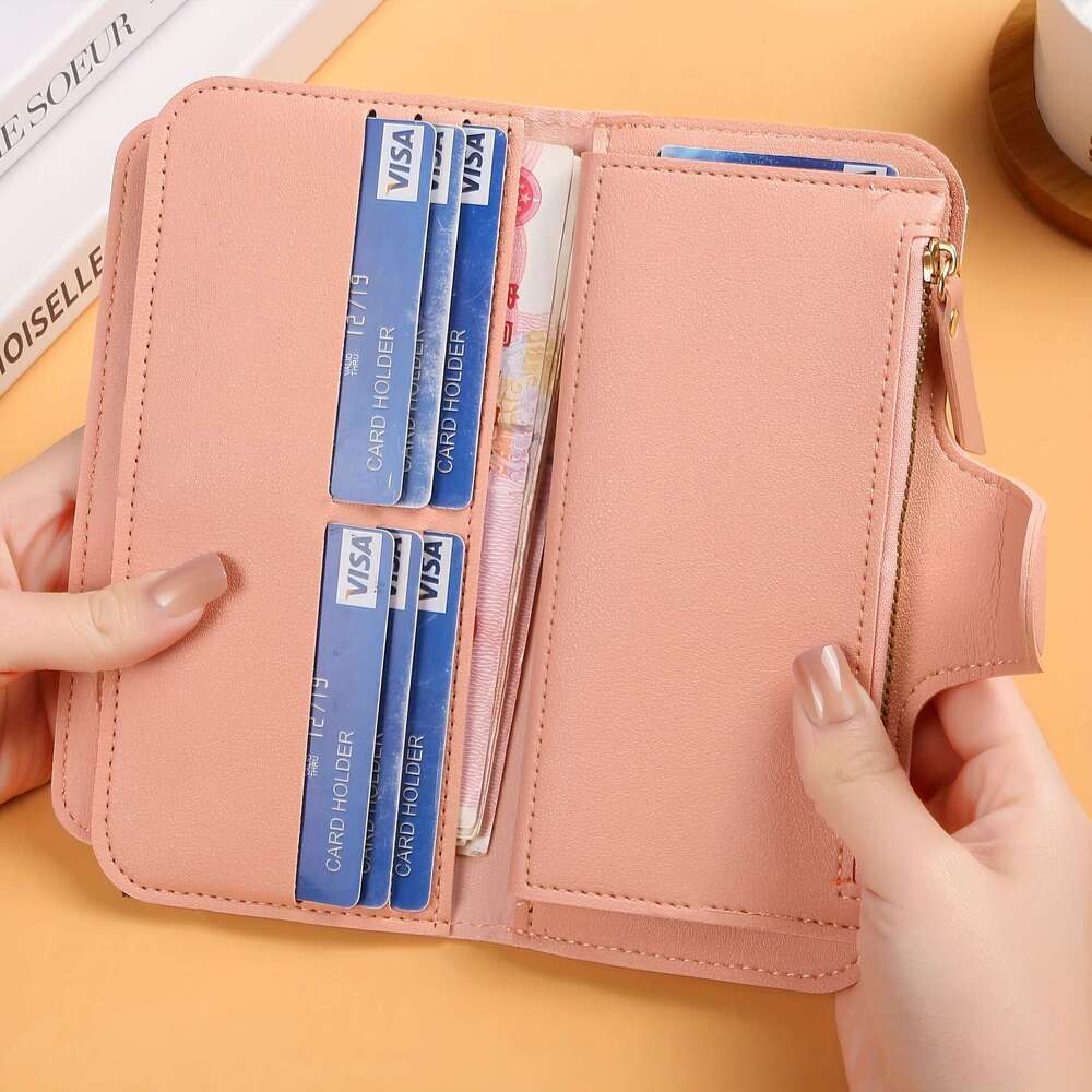 New Long Women's Wallet Clasp, Soft Coin Purse with Card Slots and Phone Holder, Trendy Handheld Design