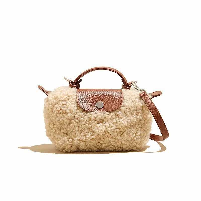 Lamb Bag Mini Handheld Hairy Bag for Women 2025 New Versatile One Shoulder Crossbody Dumpling Bag XJ250604