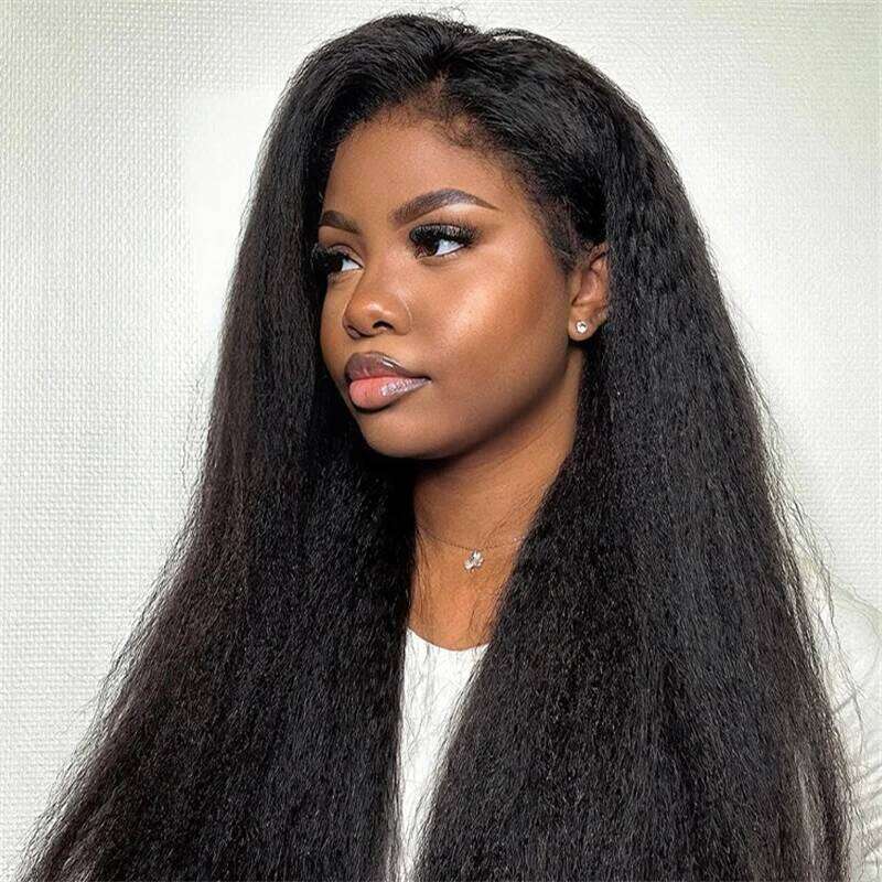 VSHOW 3 In 1 Half Kinky Straight Human Hair Adjustable Drawsting Full hiine Made Wigs With Natural Hairline