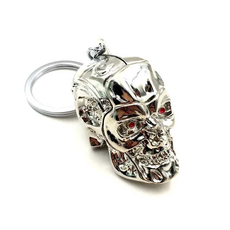 Movie Terminator 3D Skull Head Keychain Men Women Fashion Pendant Vintage Charm Key Ring Souvenir Accessories Gift M250604