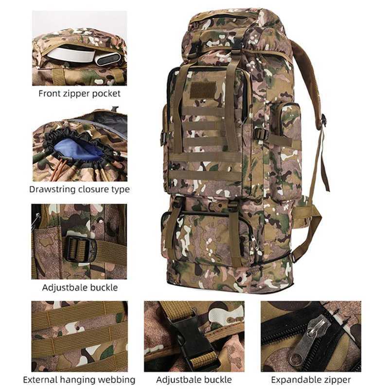 100L Outdoor Camping Backpack Hiking Bag Mens Large Capacity Storage Bag Multifunctional Travel Outdoor Luggage Climbing Bag W250603