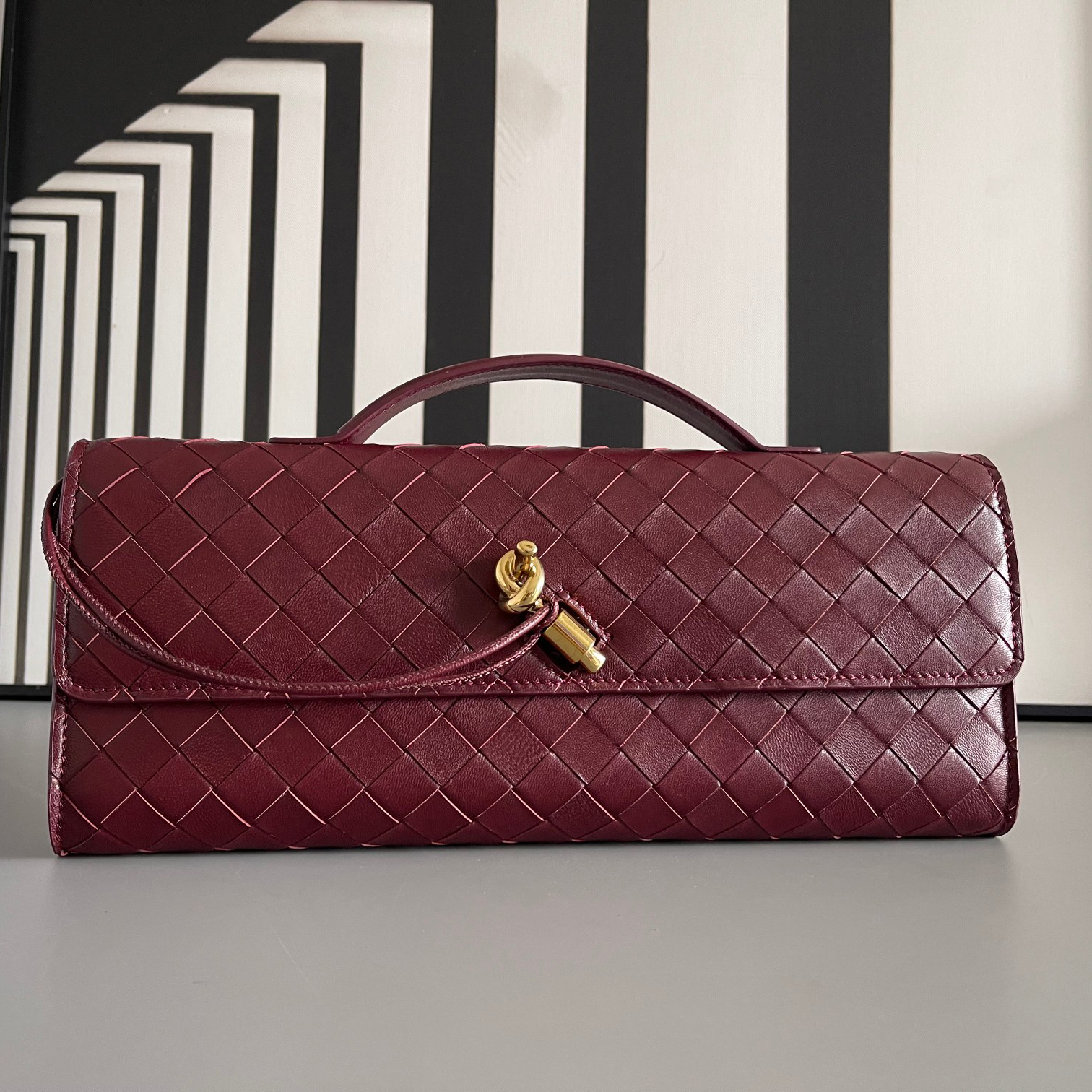 9A Luxury Braided Lambskin Evening Clutch with Top Handle, Artisan Metal Knot Accents & Zip-Secure Interior Heirloom-Grade Metropolitan Glamour