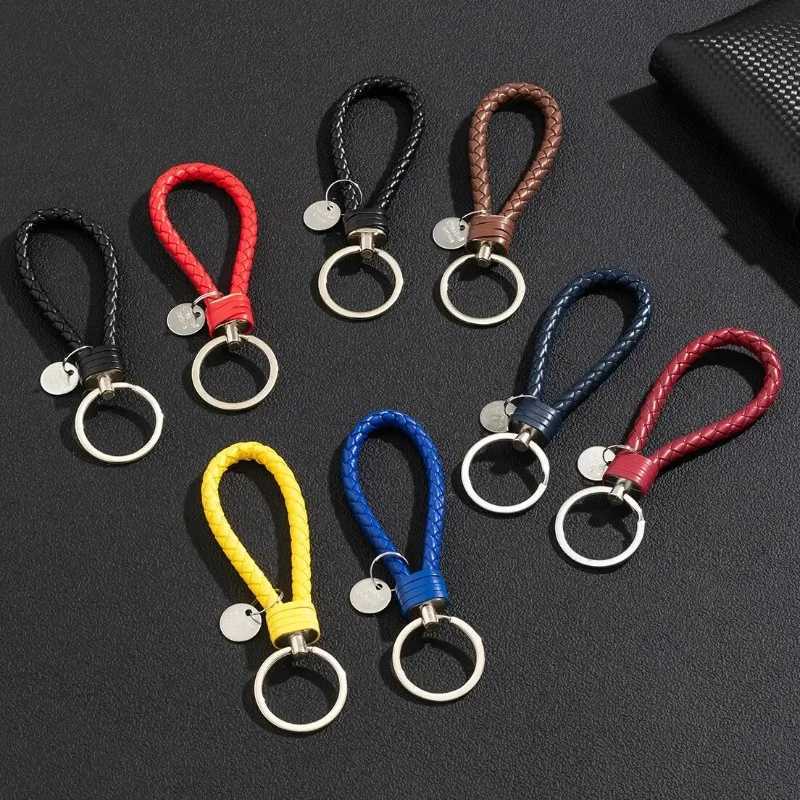 2Pcs/Set PU Leather Braided Woven Rope Keychain DIY Bag Pendant Key Chain Holder Key Car Trinket Keyring Men Women Gift Jewelry M250604
