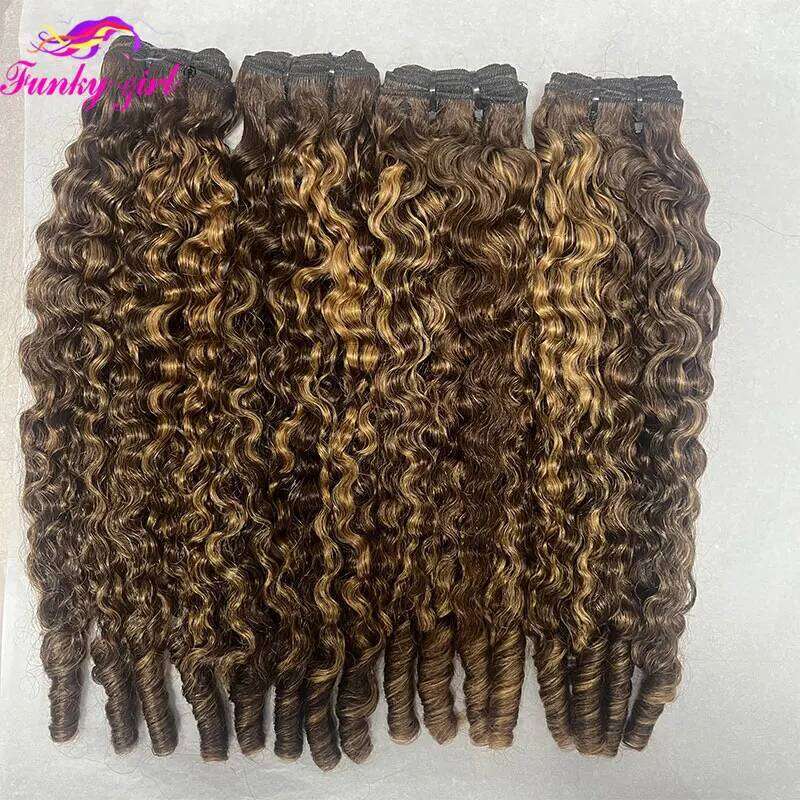 Highlight 12A Grade Burmese Curly 100% Pixie Curls Raw Hair Bundles Unprocessed Human hair Deals Full