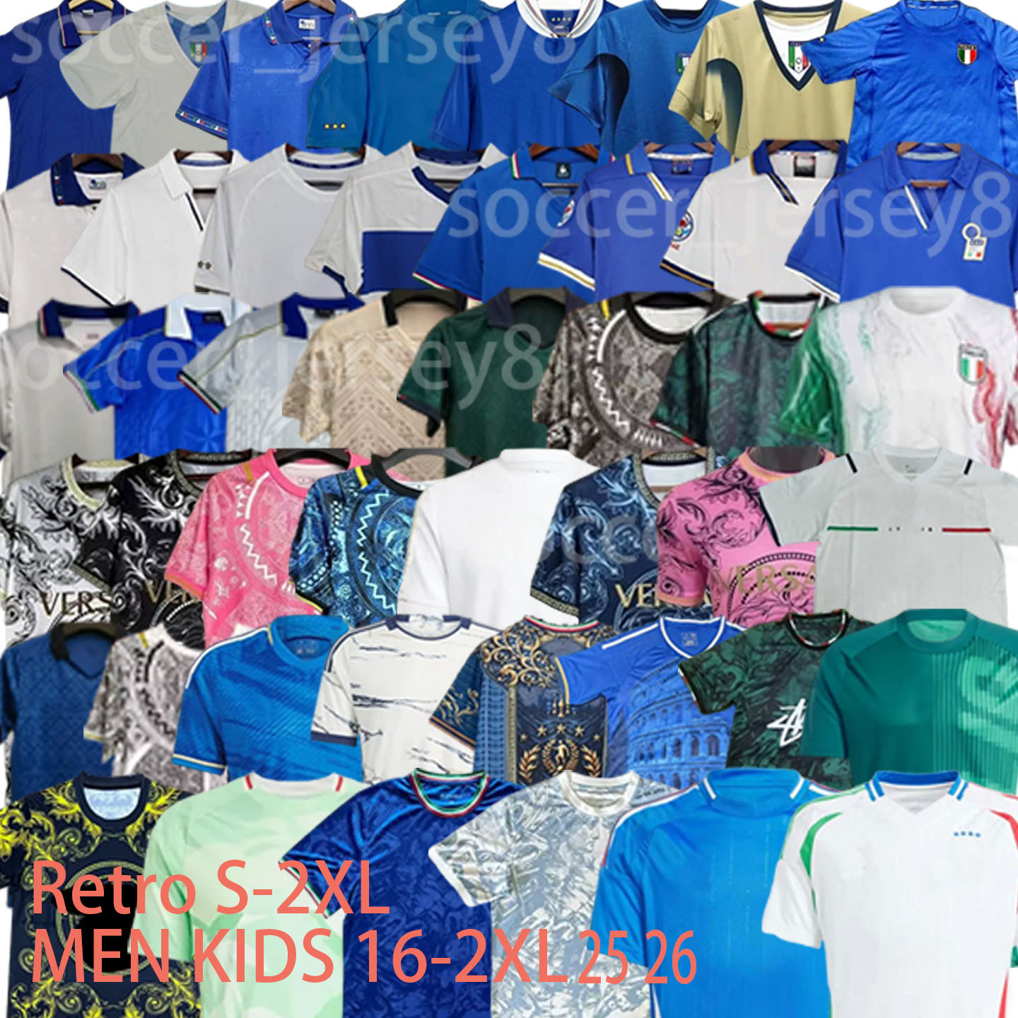 24 25 26 Team Italy Soccer Jerseys classic Retro TORRES GERRARD RASPADORI JORGINHO BARELLA DEL PIERO 90 94 96 98 Rossitto R.BAGGIO 2000 06 12 20 21 Italia football shirt