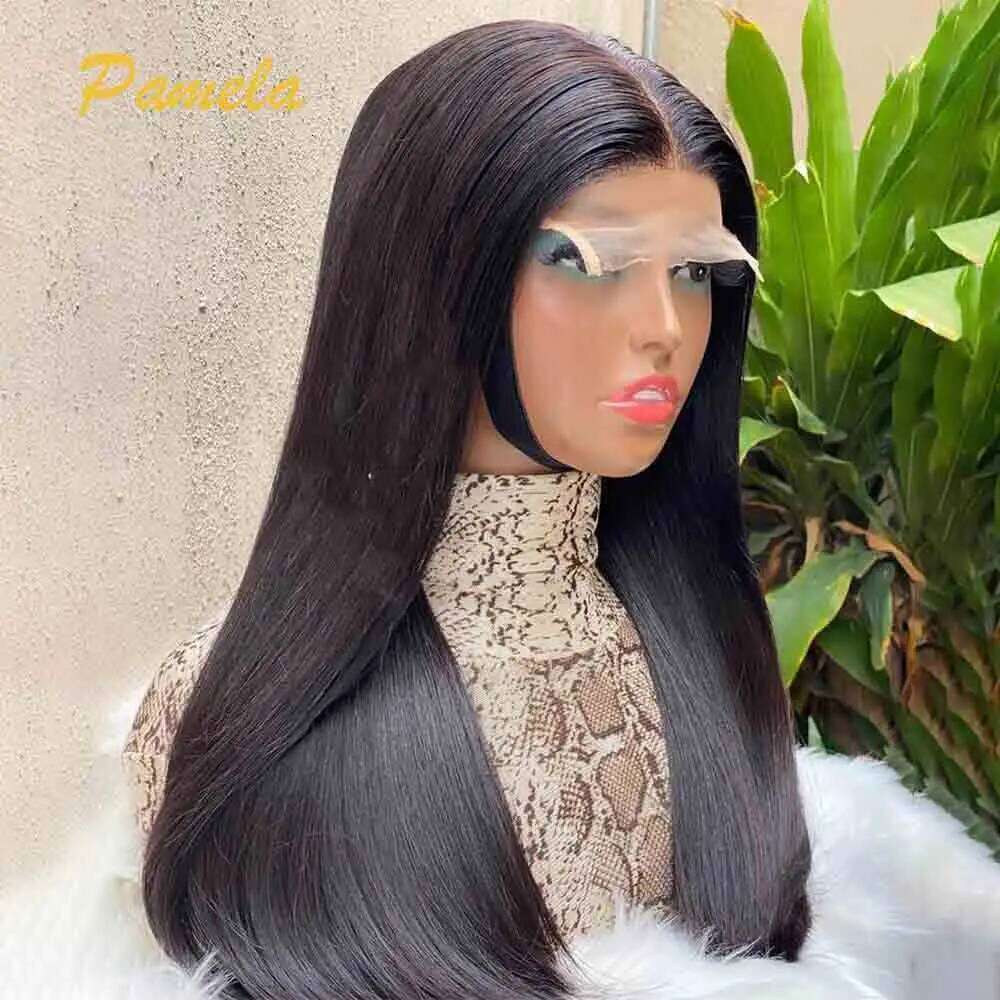 400% Density Double Drawn Glueless Human Hair Ready To Go Bone Straight 13X6 HD Transparent Lace Frontal Wig Bleached Knots