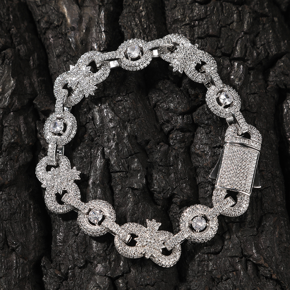 High Quality 12mm Charm Cross Infinite Chain Necklace Bracelet 5A Zircon Spring Clasp Jewelry