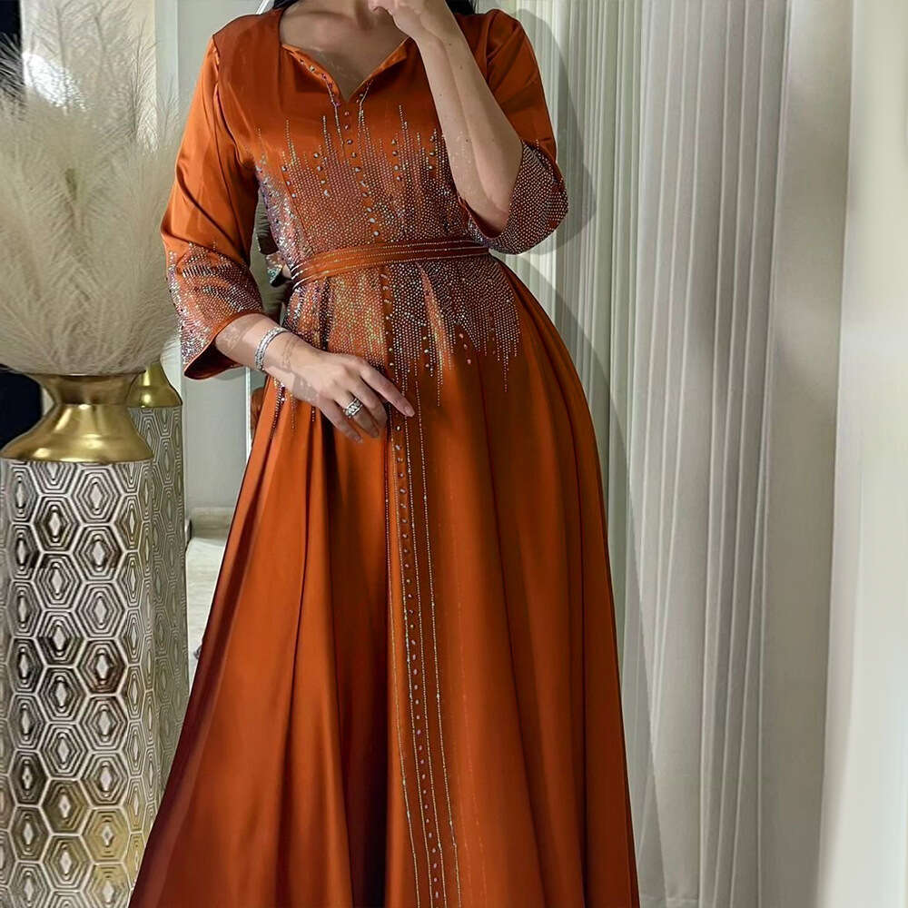 Because0247 Muslim Embroidered Evening Gown With Rhinestones B5