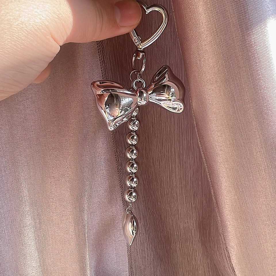 Fashion Bowknot Keychain for Women Luxury Bag Hanging Decoration Mobile Phone Bead Keyring Party Jewelry Girl Accessories W250604