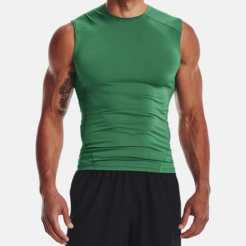 Mens Running Tank Top Summer Sleeveless Shirt Elastic Compression Tanktop Male Top Gym Fitness Singlets Training Sport Vest Men 250604