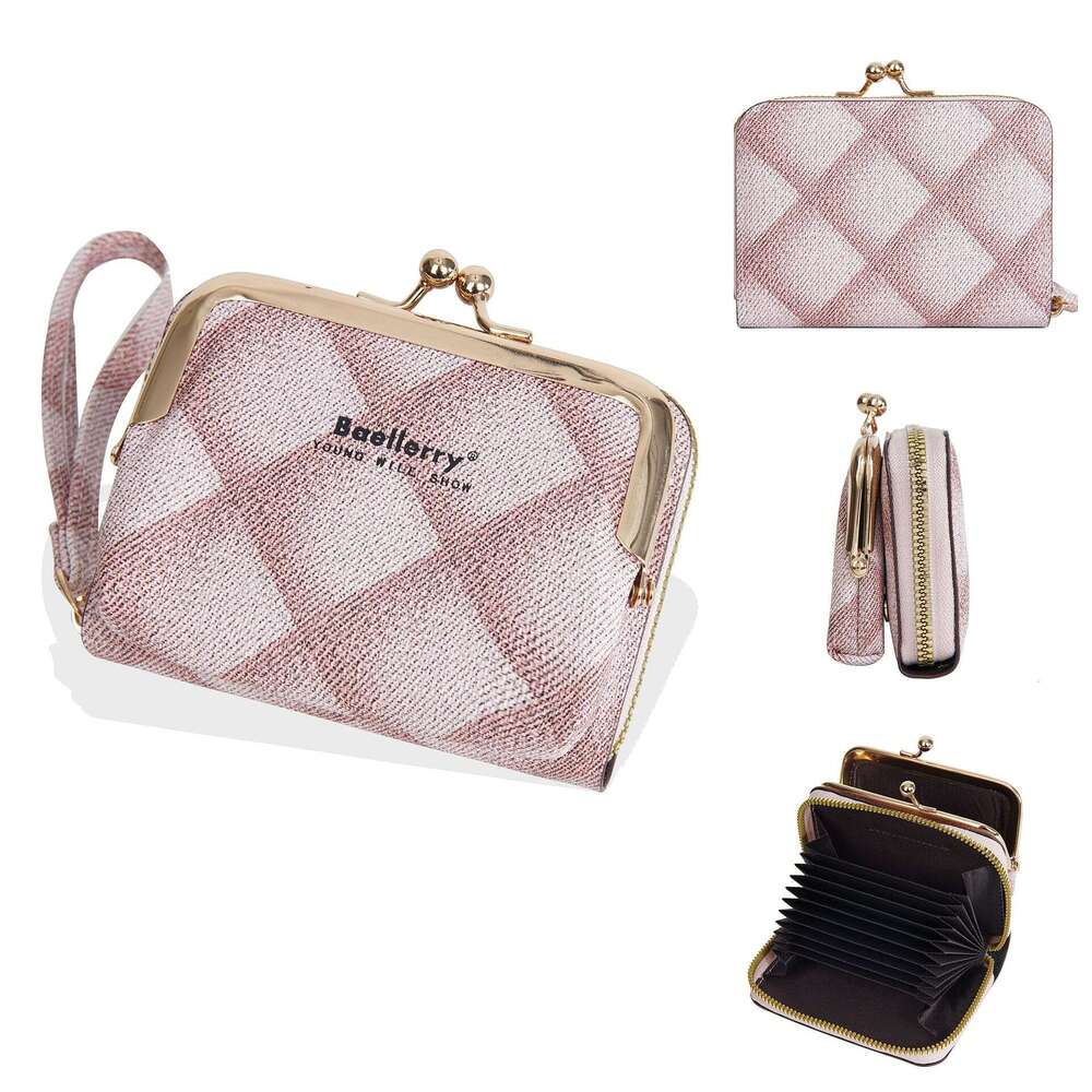 New Women's Coin Purse Baellerry Compact Quilted Zipper Accordion Card Holder Ins Multi-Functional Wallet