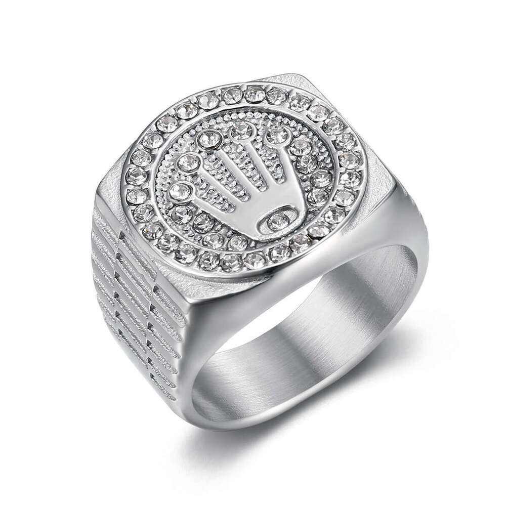 new stainless crown three bead hip hop nightclub hiphop titanium steel mens ring