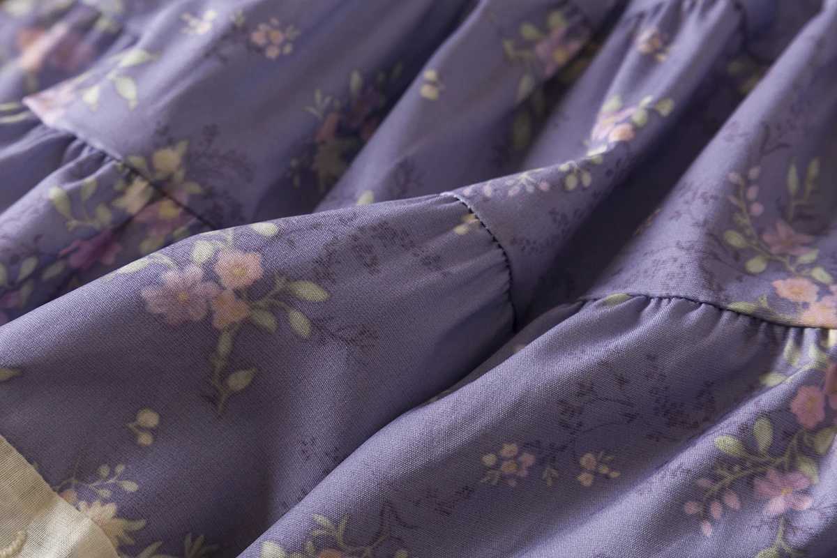 Baby Girl Korean Style Dress Lace Doll Collar Purple Floral Print Sleeveless Dress Summer Elegant Girl Party Dress R250530