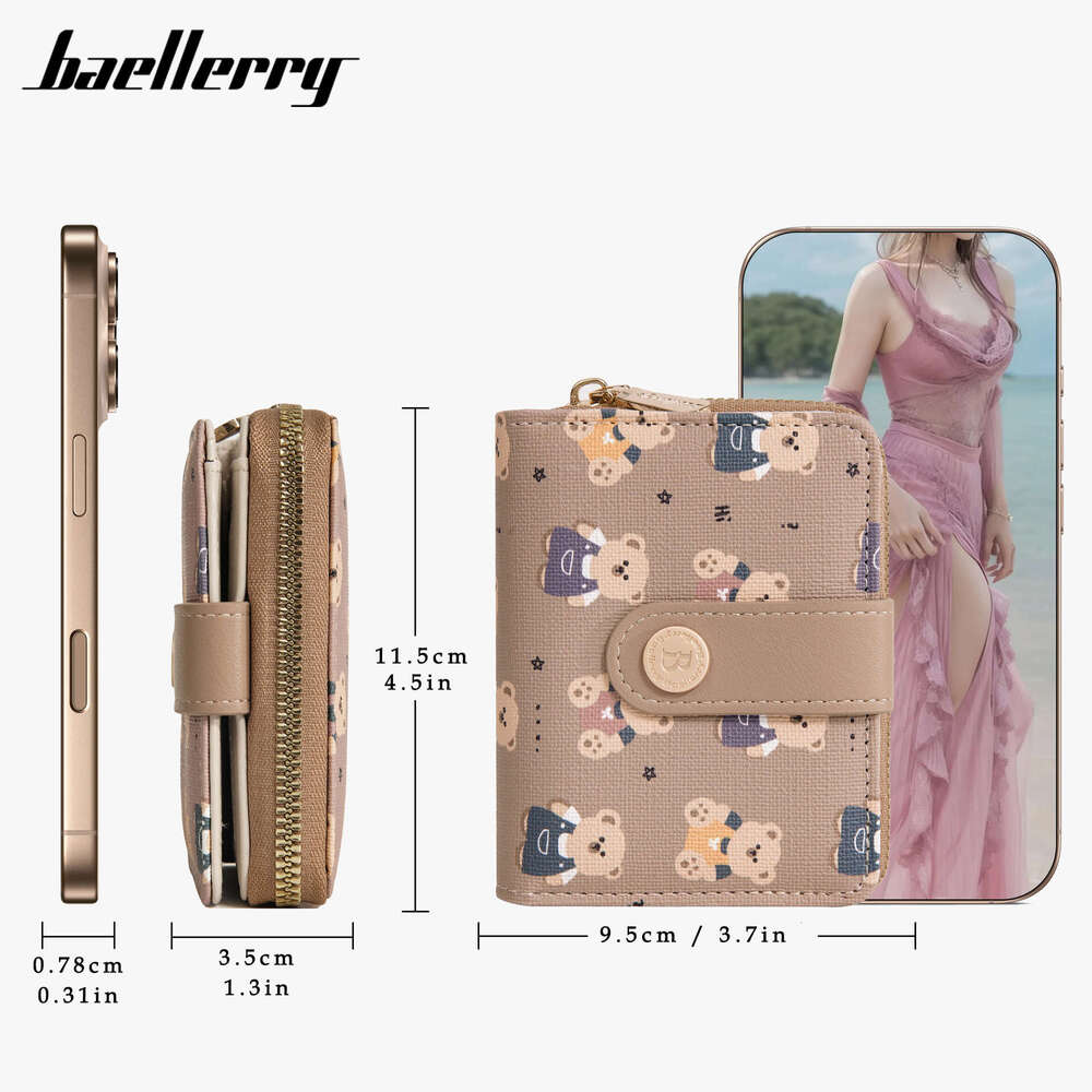 New Women's Short Wallet Baellerry Korean Version Cartoon Bear Pattern High-end Small Coin Purse