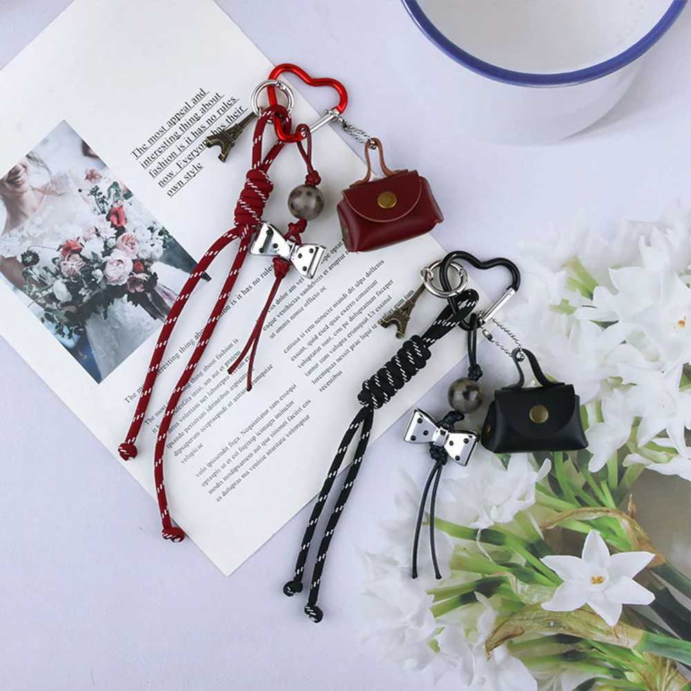 Phone Decoration Bag Charms Korean Braid Rope Bowknot Pendant Keychain Fashion New Bag Hanging Keyring Handbag Accessories W250604