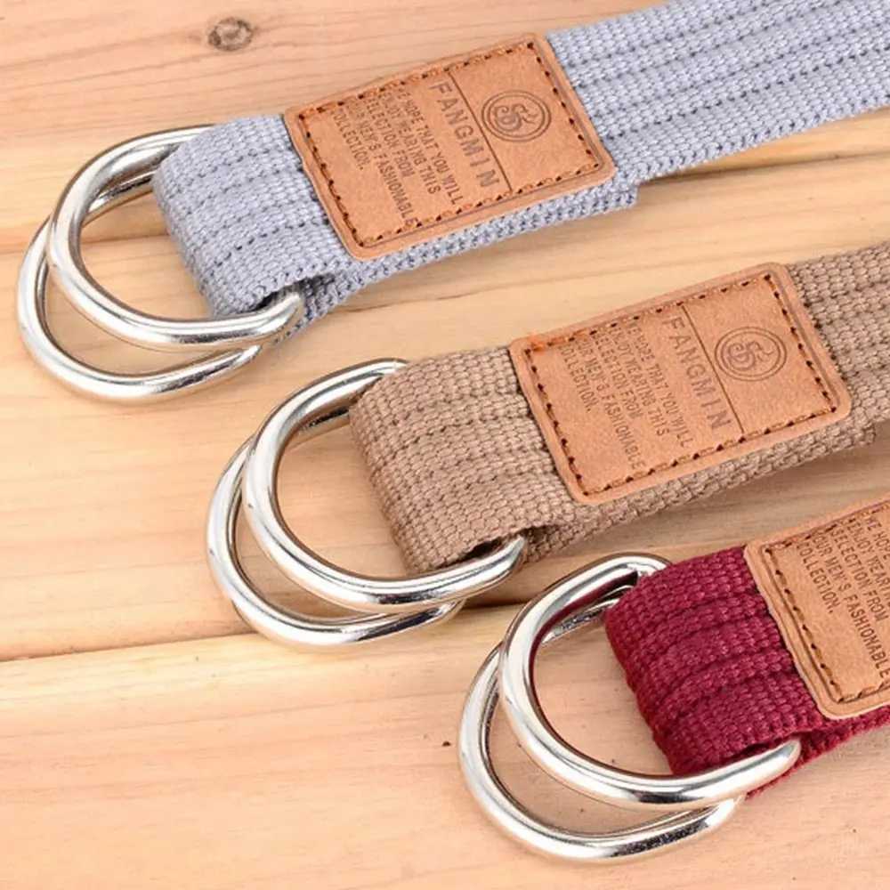 Women Men Nylon Braided Canvas Double Ring Black Buckle Simple Versatile Jeans Student Trend Belt Waistband Durable W250604