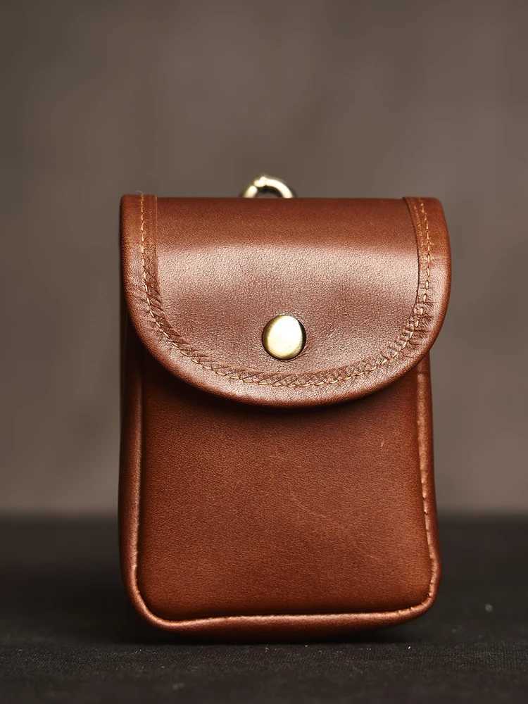 Genuine Leather Vintage Waist Bag Mens Shoulder Bag Casual Small Satchel Sports Waist Bag Wearable Belt W250604