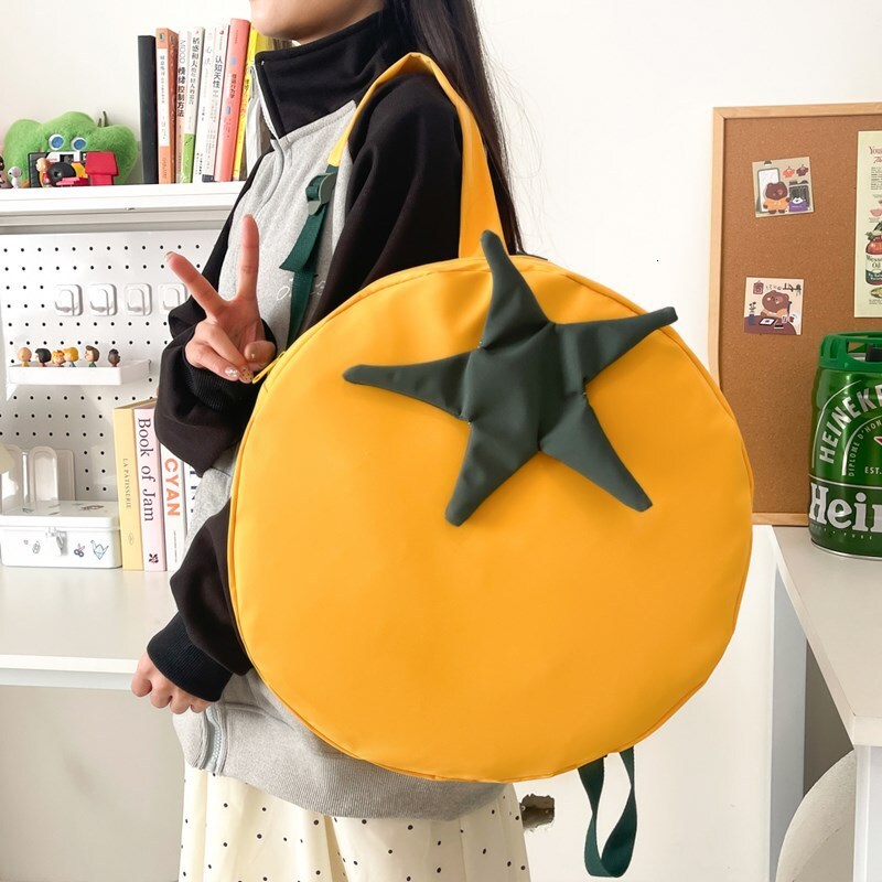 Free Shipping New Style Personality Cute Backpack Versatile Niche Design Designer Bag Outdoors Fruit Tomato Backpack For Middle And High School Studen