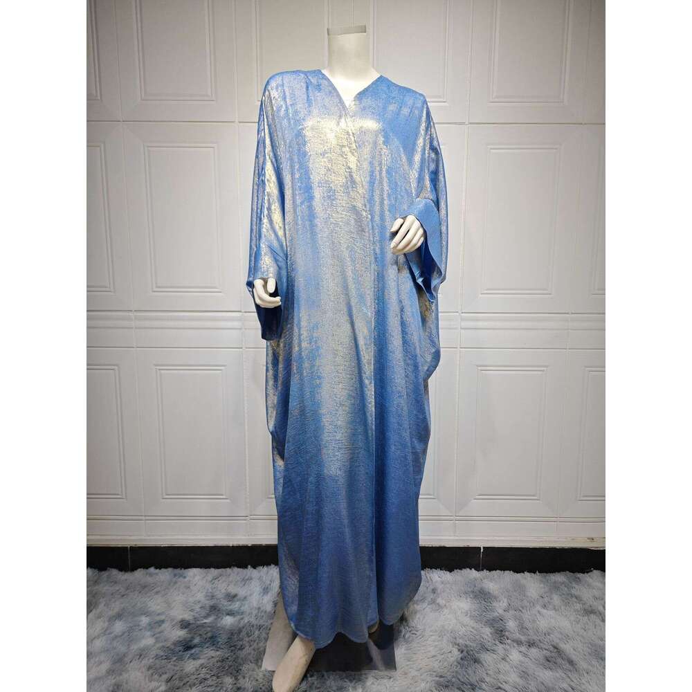 Mq101 Arab Dubai Modest Muslim Fashion Gold Foil Long Abaya Outerwear Cardigan Robe B5